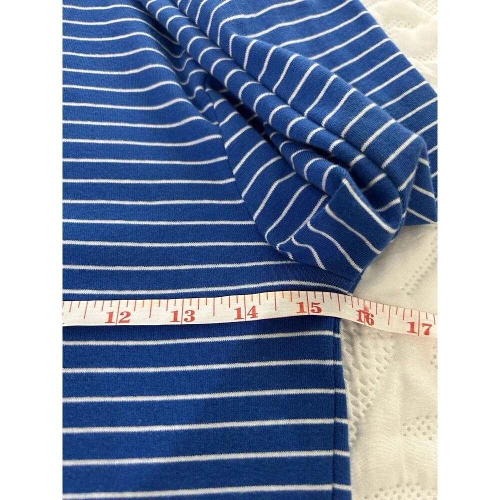J. Crew Womens S Top Mockneck Blue White Striped Long Sleeve 100% Cotton